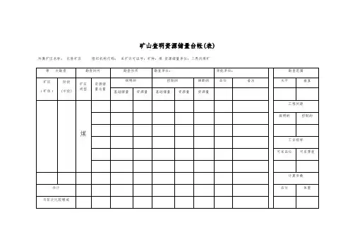 矿山查明资源储量台帐