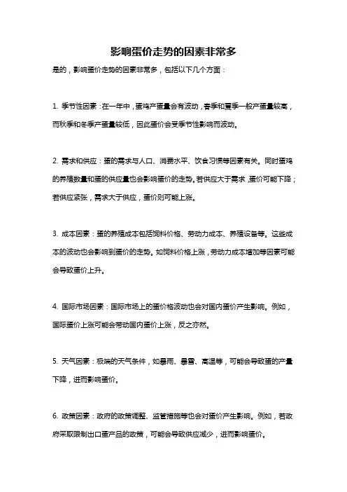影响蛋价走势的因素非常多