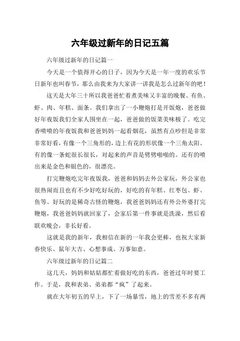六年级过新年的日记五篇