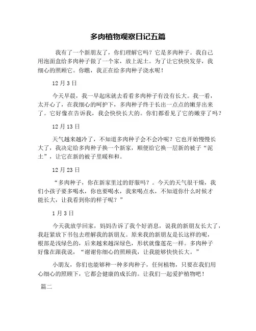 多肉植物观察日记五篇