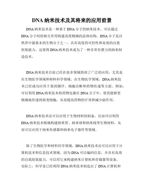 DNA纳米技术及其将来的应用前景