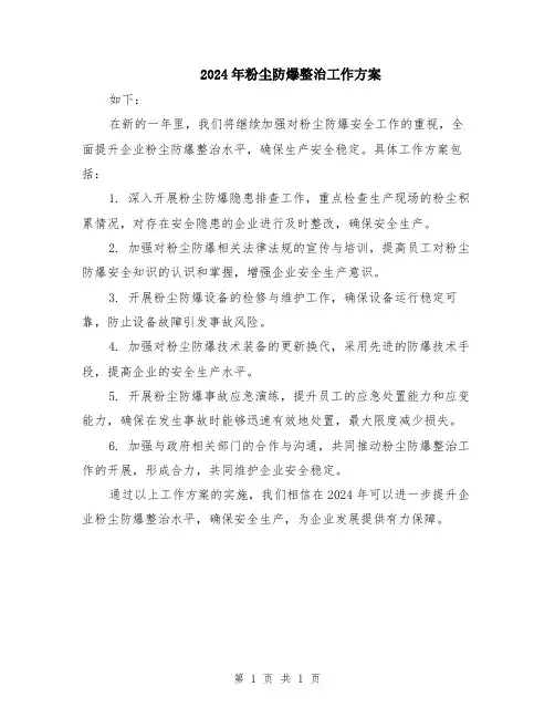 2024年粉尘防爆整治工作方案