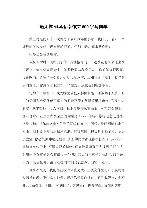 遇见你,何其有幸作文600字写同学