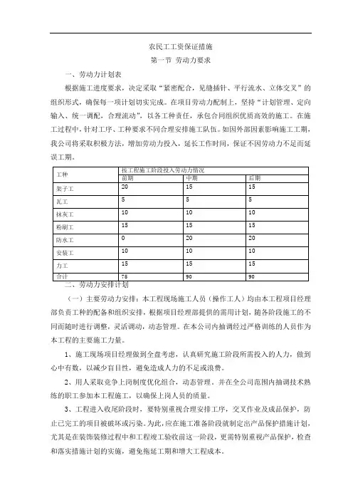 农民工工资保证措施