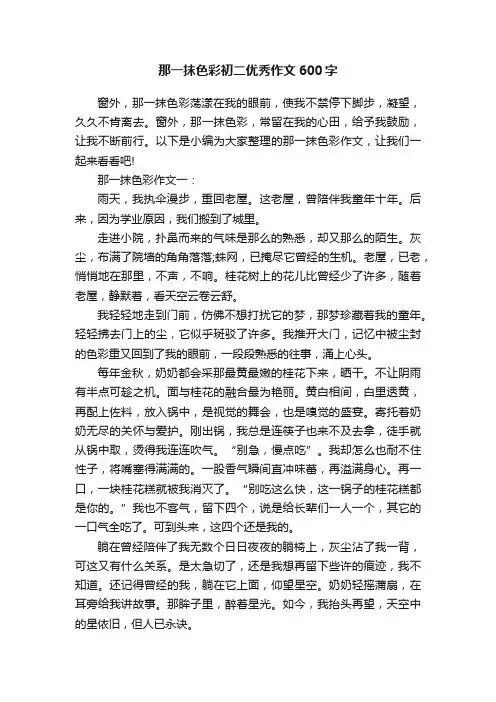 那一抹色彩初二优秀作文600字