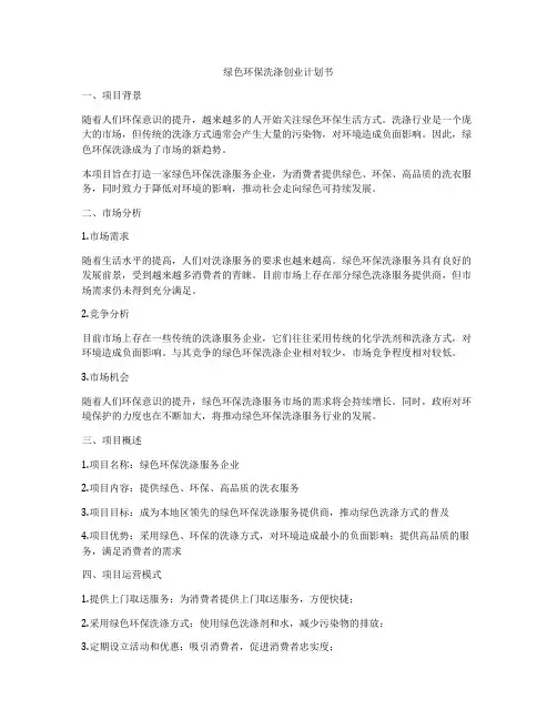 绿色环保洗涤创业计划书