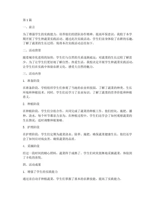 学生种蔬菜总结报告范文(3篇)