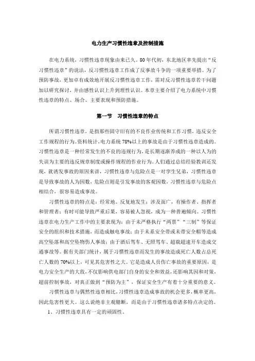 电力生产习惯性违章及控制措施