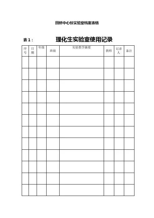 中小学实验室档案表格