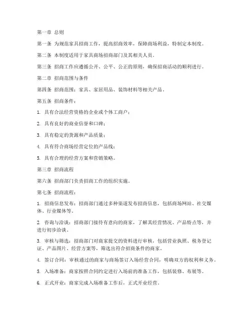 家具招商管理制度模板范本