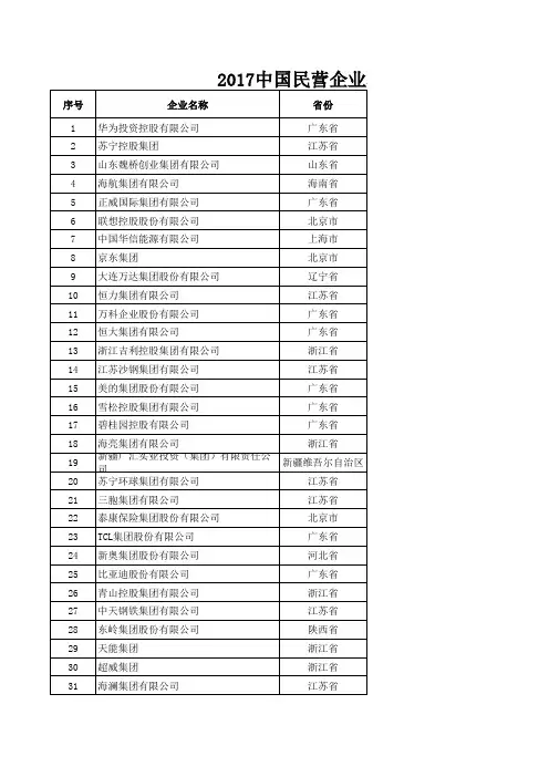 中国民营企业 强榜单