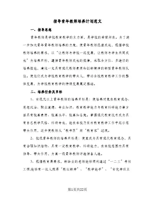 指导青年教师培养计划范文(6篇)