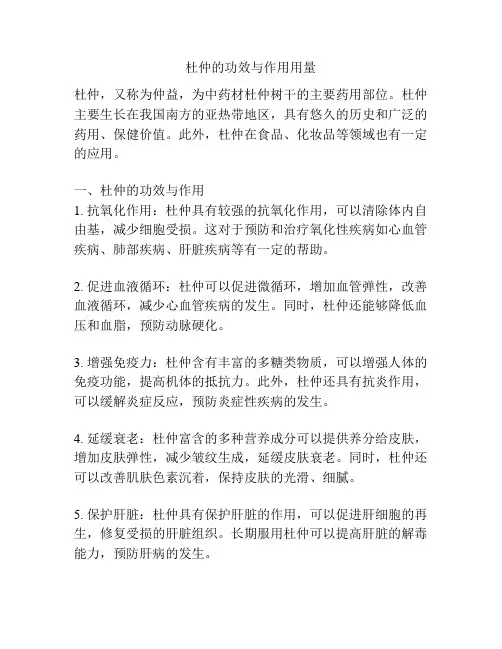 杜仲的功效与作用用量