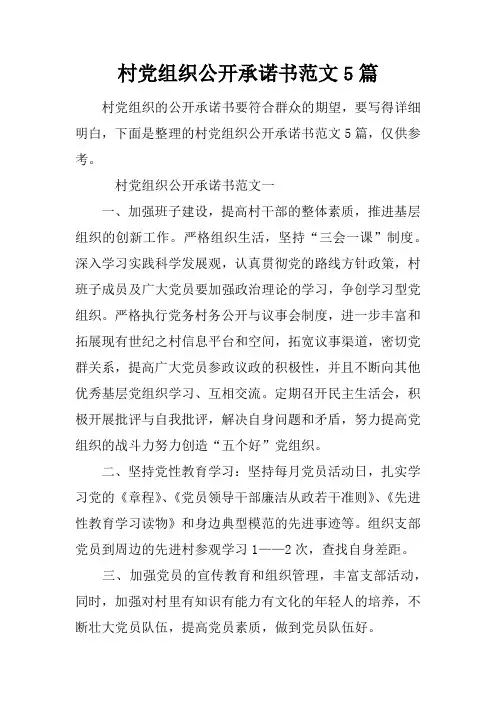 村党组织公开承诺书范文5篇