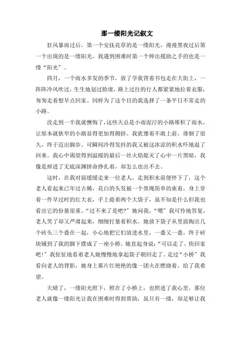 那一缕阳光记叙文精选