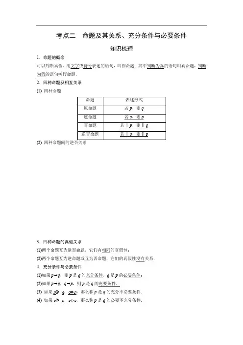2命题及其关系、充分条件与必要条件