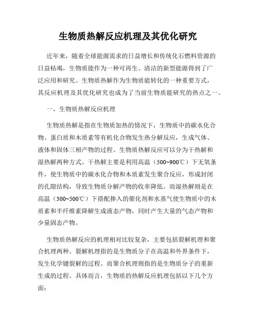 生物质热解反应机理及其优化研究