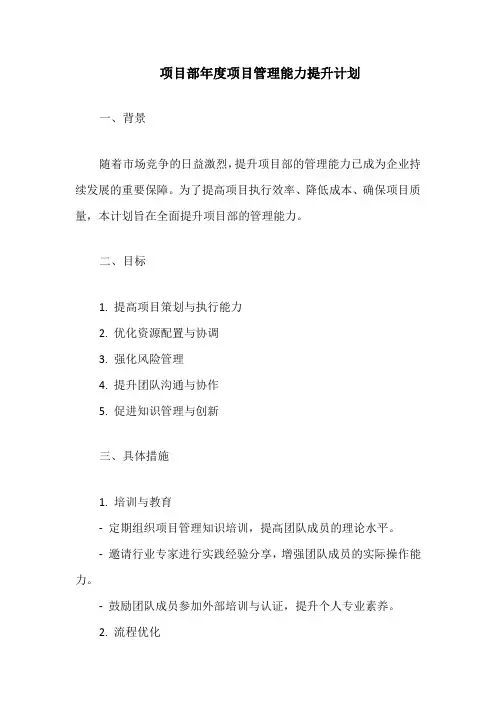 项目部年度项目管理能力提升计划