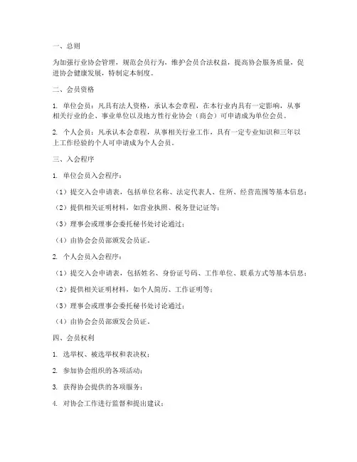 行业协会会员管理制度范本