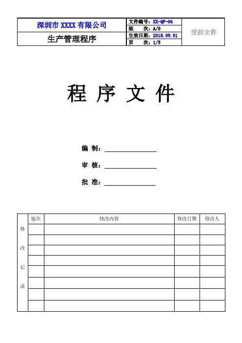 QP-06 生产管理程序