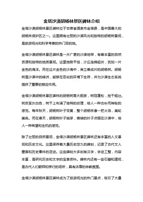 金塔沙漠胡杨林景区碑林介绍