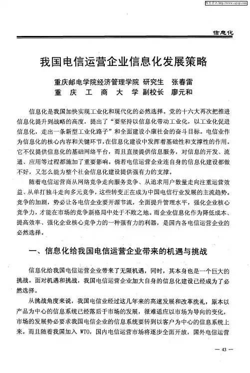 我国电信运营企业信息化发展策略