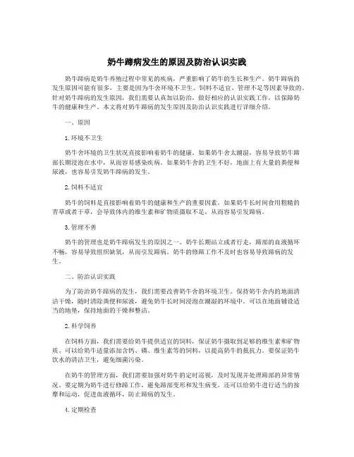 奶牛蹄病发生的原因及防治认识实践