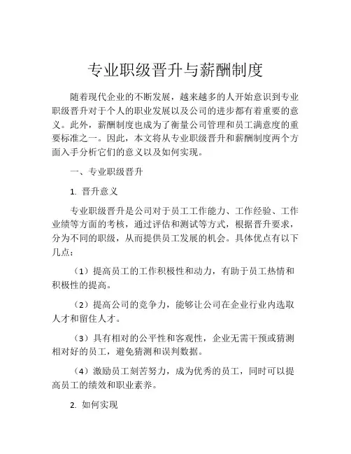 专业职级晋升与薪酬制度