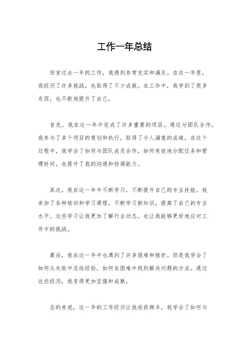 工作一年总结