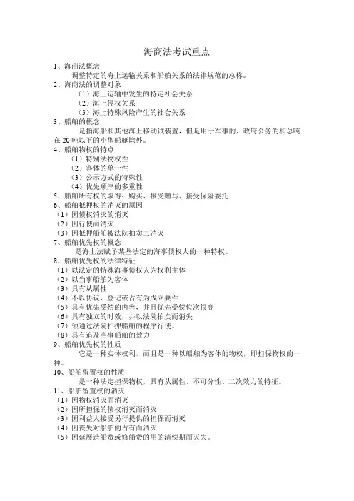 海商法考试重点