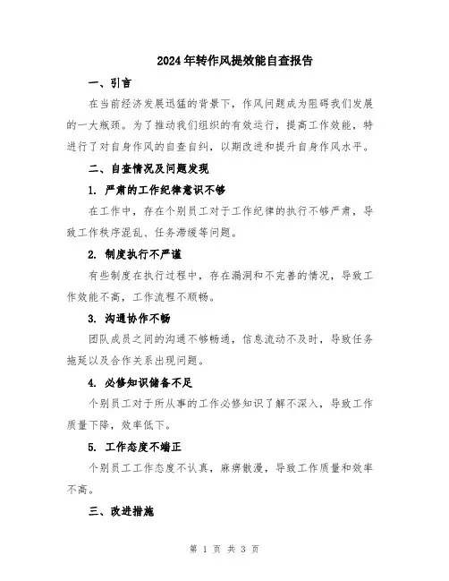 2024年转作风提效能自查报告