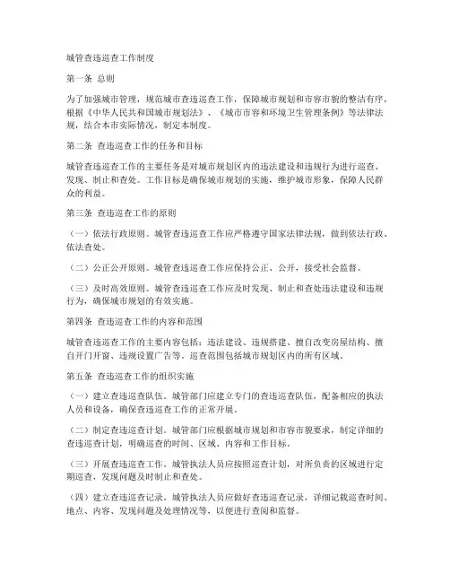 城管查违巡查工作制度