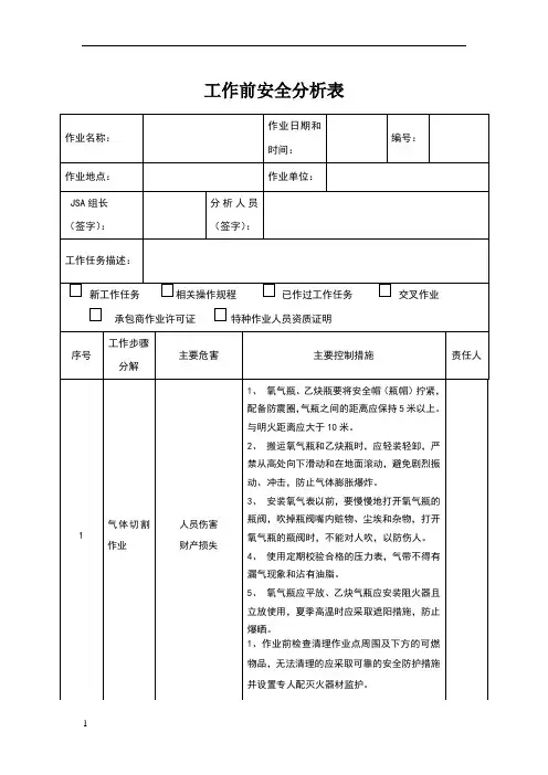 高处作业JSA