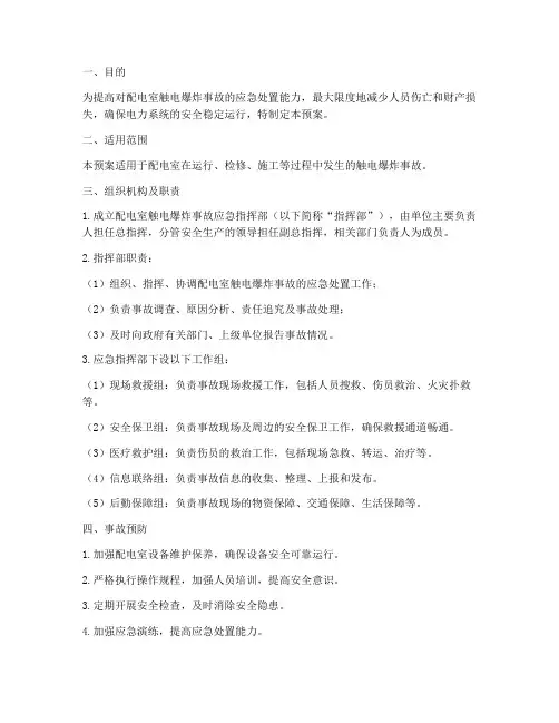配电室触电爆炸事故应急预案