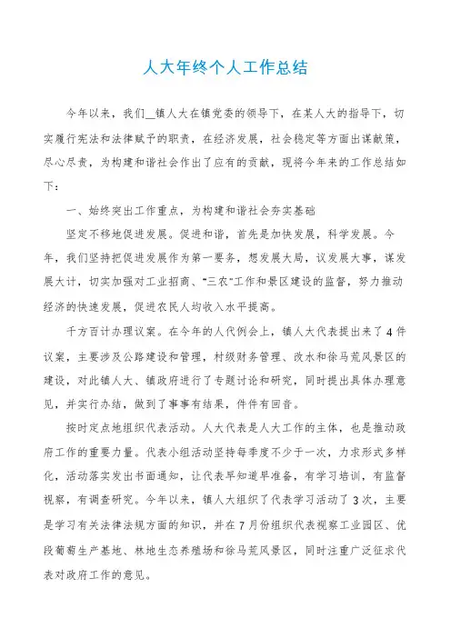 人大年终个人工作总结