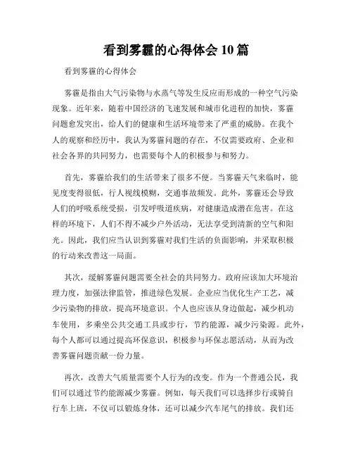 看到雾霾的心得体会10篇