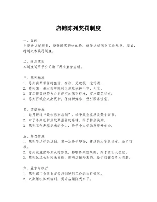 店铺陈列奖罚制度