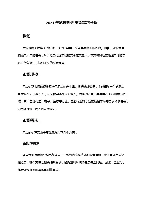 2024年危废处理市场需求分析