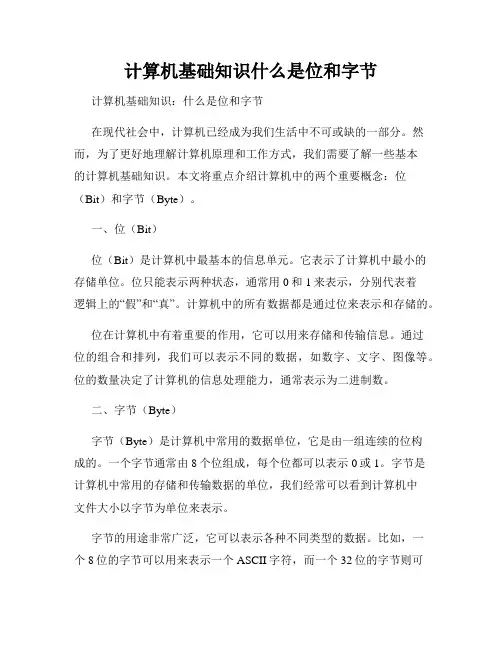 计算机基础知识什么是位和字节