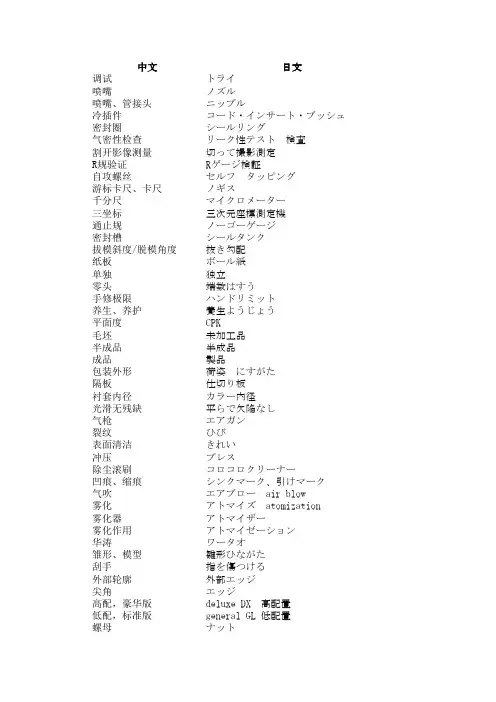 模具技术中日文对照