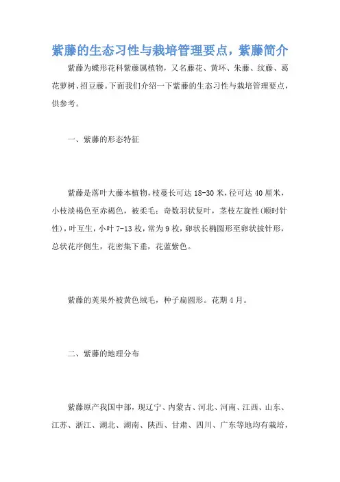 紫藤的生态习性与栽培管理要点,紫藤简介