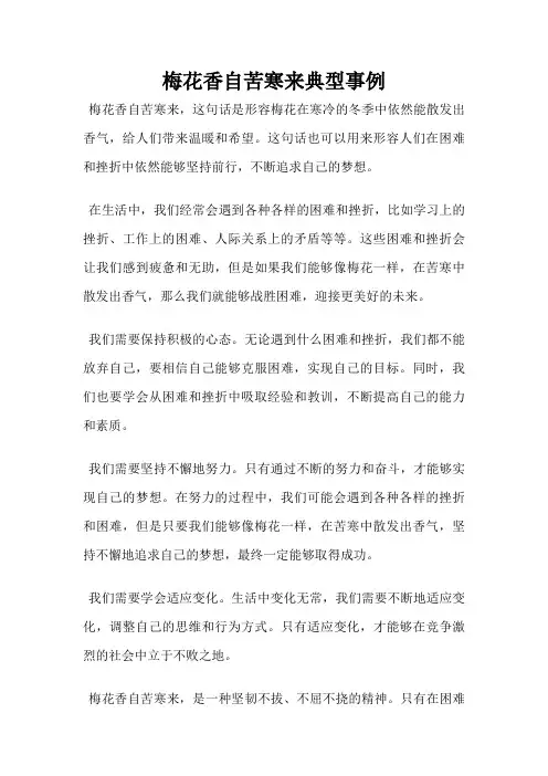 梅花香自苦寒来典型事例