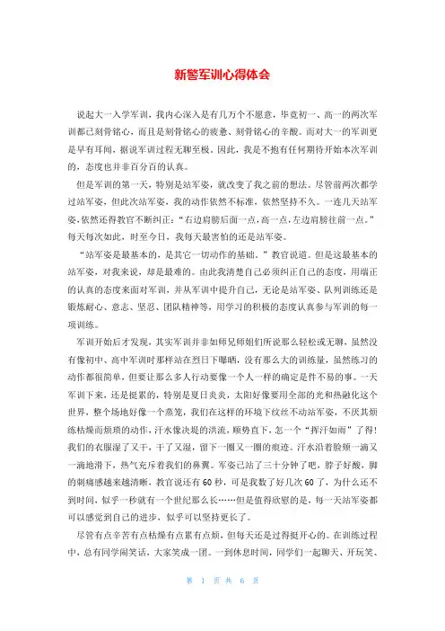 新警军训心得体会