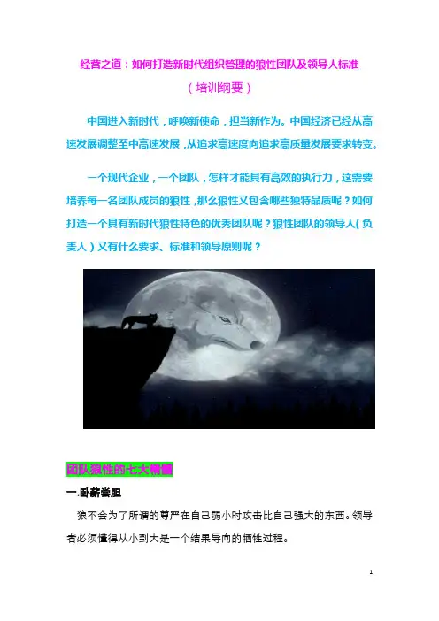 经营之道：打造狼性团队的标准