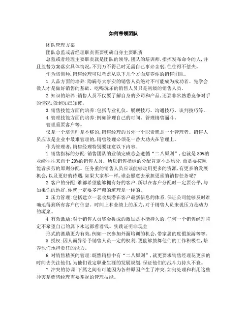 如何带领团队