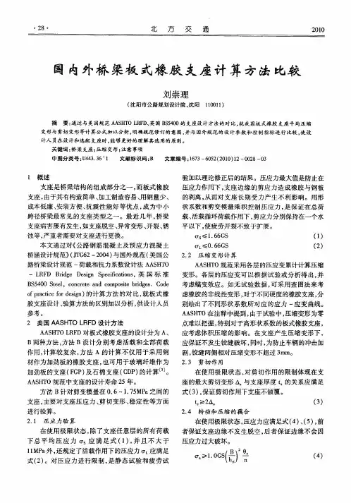 国内外桥梁板式橡胶支座计算方法比较