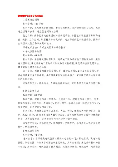 建筑装饰专业核心课程描述