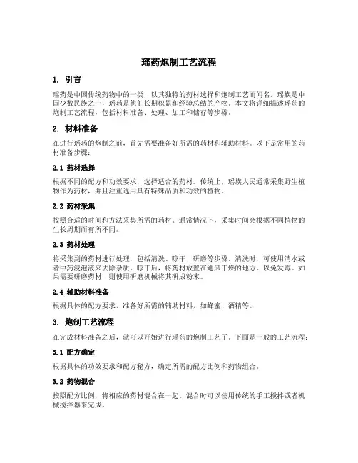 瑶药炮制工艺流程
