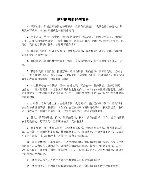 描写梦想的好句赏析