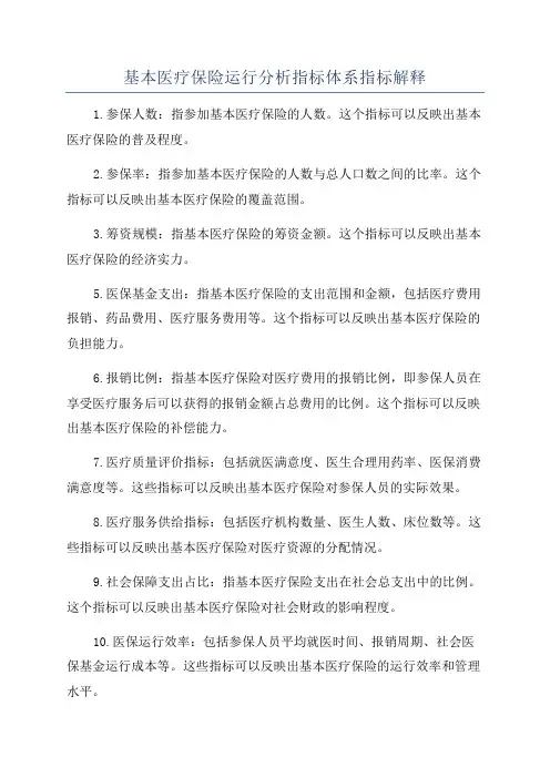 基本医疗保险运行分析指标体系指标解释